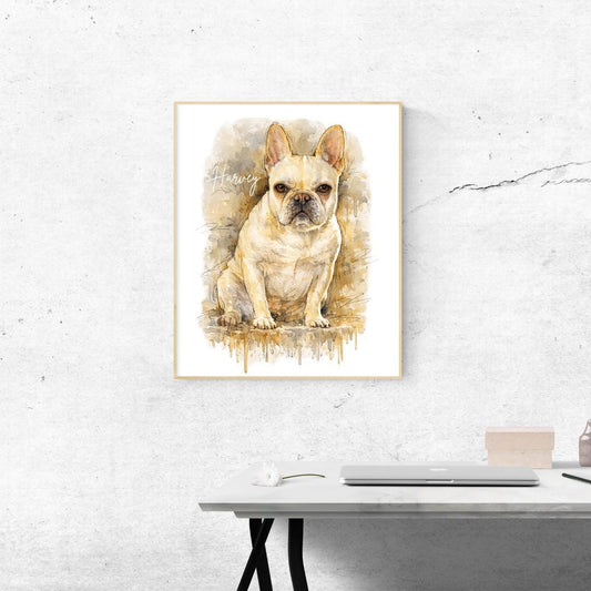 Drippy Pet Portrait – Dog Memorial Art, Personalized Gift, Oil Style Painting with name, Custom