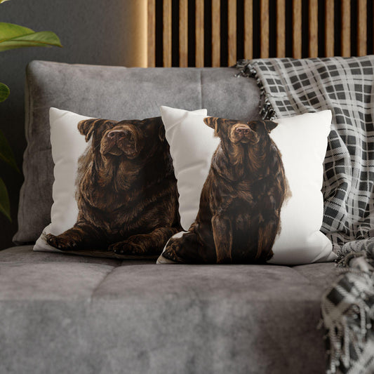 Labradore Portrait Faux Suede Square Pillowcase | Dog Decorative Cushion Cover
