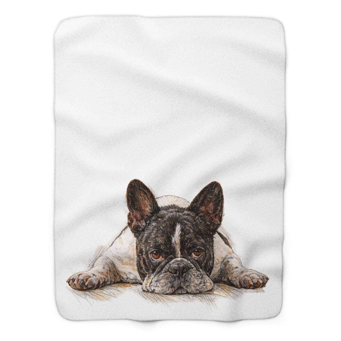 French Bulldog Sherpa Fleece Blanket | Watercolor Dog Print, Pet Memorial Gift