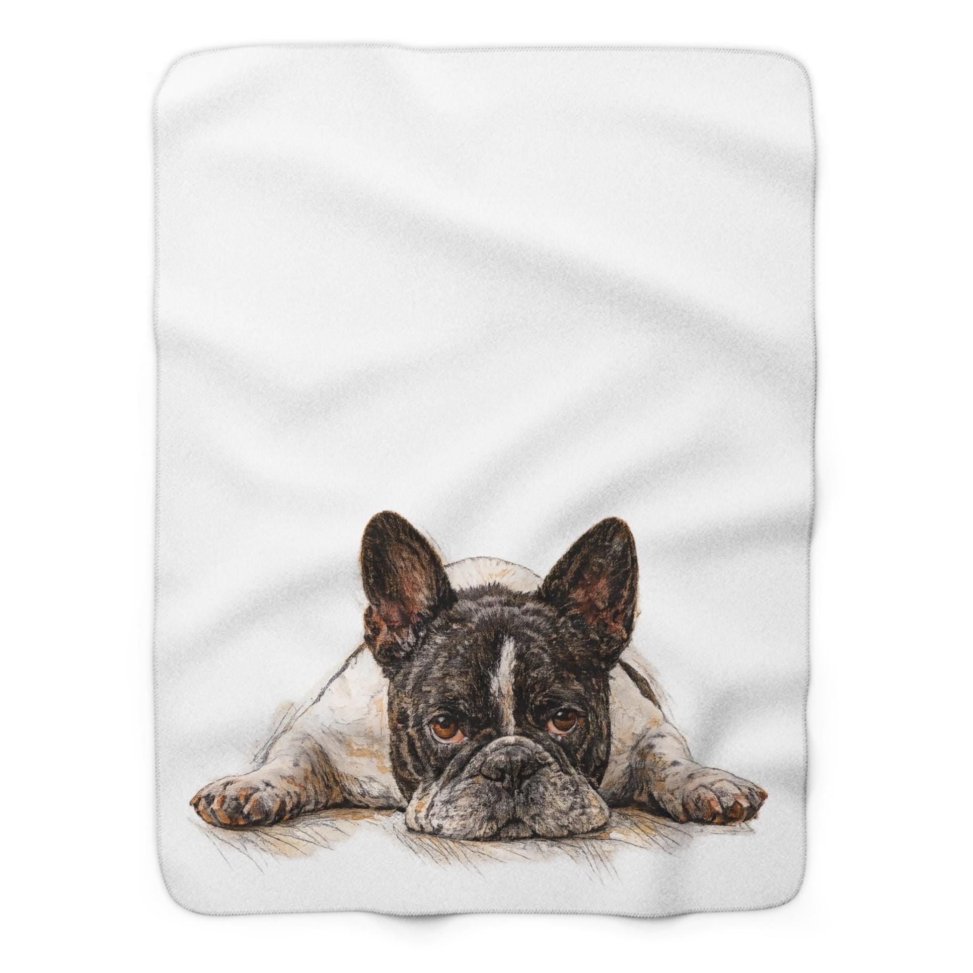 French Bulldog Sherpa Fleece Blanket | Watercolor Dog Print, Pet Memorial Gift