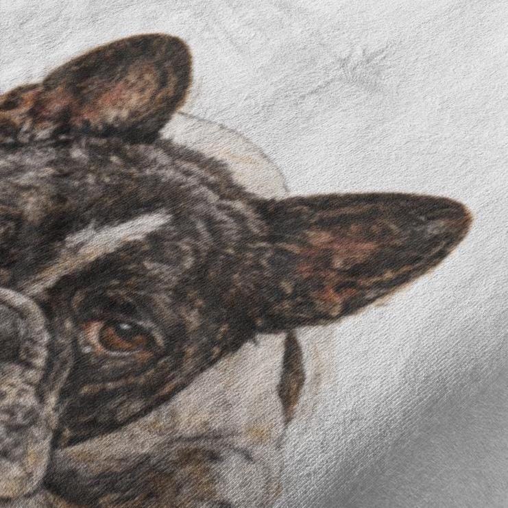 French Bulldog Sherpa Fleece Blanket | Watercolor Dog Print, Pet Memorial Gift