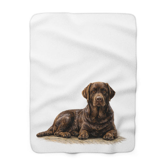 Labradore Illustration Sherpa Fleece Blanket | Cute Laying Dog Print, Pet Memorial Gift