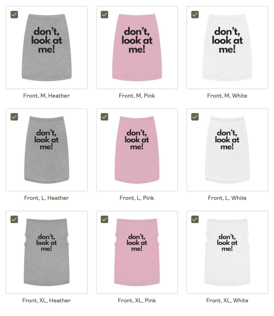 Funny Dog Tank Top, Sassy Pet Shirt, 'Don't Look At Me'