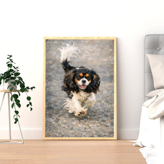 Dog Art Print, Modern Animal Decor, Digital Download, Mixed Media Painting, 16 x 24