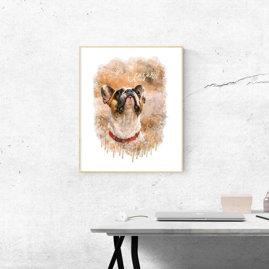 Drippy Pet Portrait – Dog Memorial Art, Personalized Gift, Oil Style Painting with name, Custom