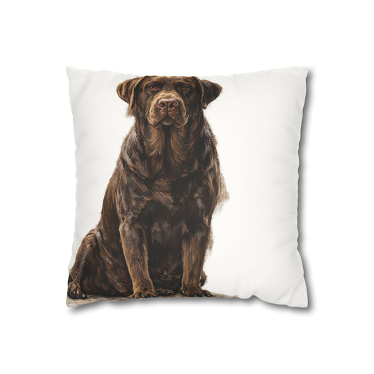 Labradore Portrait Faux Suede Square Pillowcase | Dog Decorative Cushion Cover
