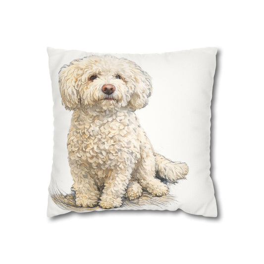 Poolde Portrait Faux Suede Square Pillowcase | Dog Decorative Cushion Cover