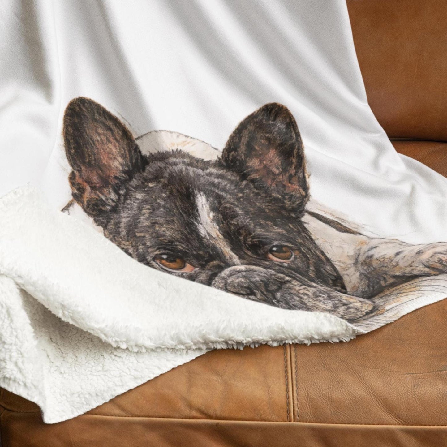 French Bulldog Sherpa Fleece Blanket | Watercolor Dog Print, Pet Memorial Gift