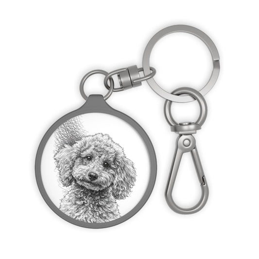 Poodle Illustration Keyring Tag | Dog Portrait Keychain