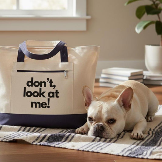 Don't look at me, are you looking? funny tote, dog mom gift, birthday bag, pet mom tote, travel, bachelorette gift