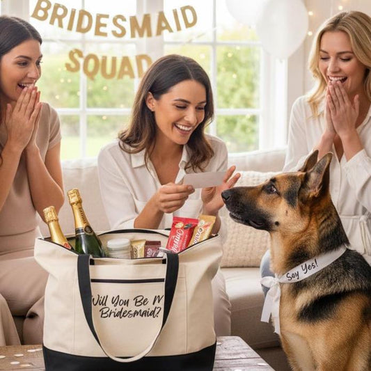 Will You Be My Bridesmaid Tote, Zippered Canvas Bridesmaid Proposal Bag, Bride Crew, Dog Bridesmaid Gift