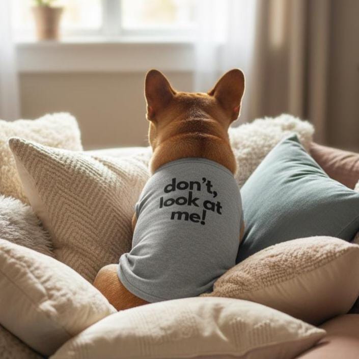Funny Dog Tank Top, Sassy Pet Shirt, 'Don't Look At Me'
