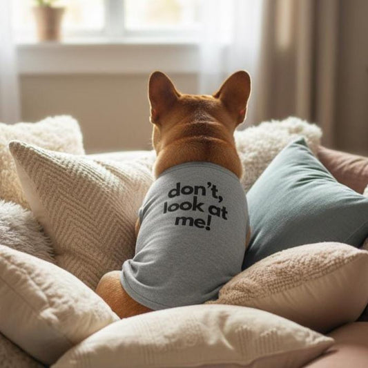 Funny Dog Tank Top, Sassy Pet Shirt, 'Don't Look At Me'