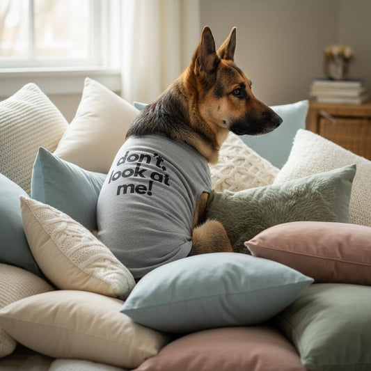 Funny Dog Tank Top, Sassy Pet Shirt, 'Don't Look At Me'