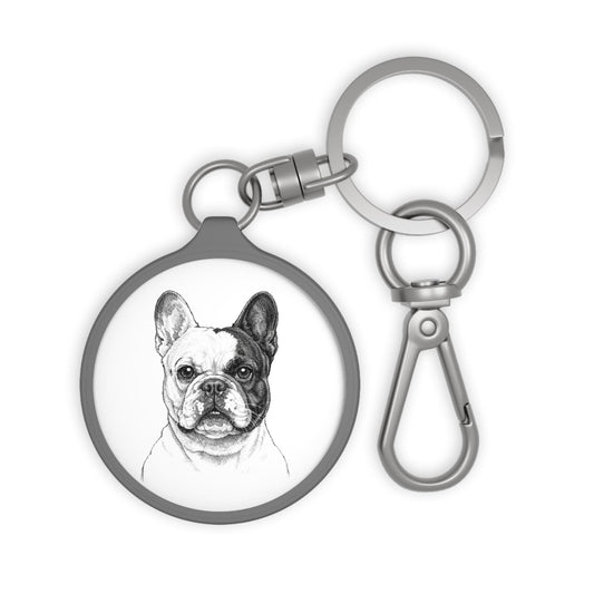 French Bulldog Illustration Keyring Tag | Dog Portrait Keychain