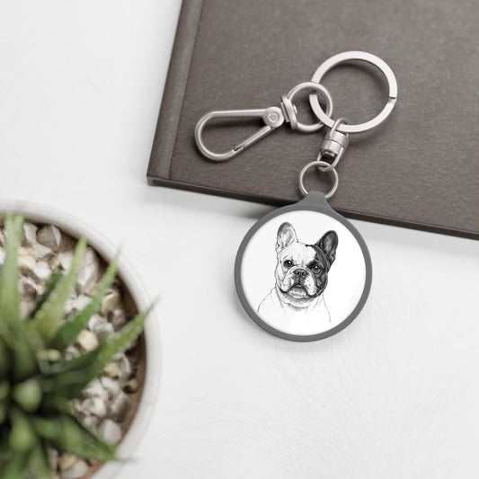French Bulldog Illustration Keyring Tag | Dog Portrait Keychain