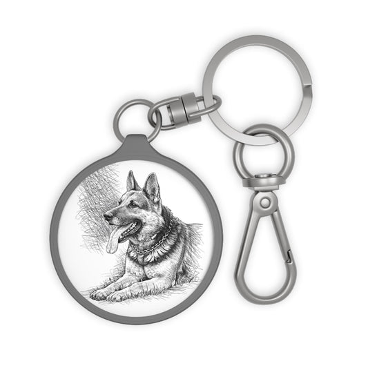 German Shepherd Illustration Keyring Tag | Dog Portrait Keychain