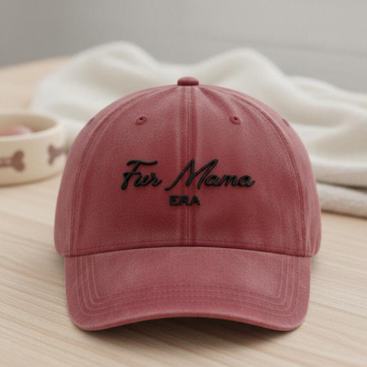 Fur Mama ERA, Women's Pigment-Dyed Cap with Fashion Undervisor (Embroidery) Dog Mom, Birthday Gift