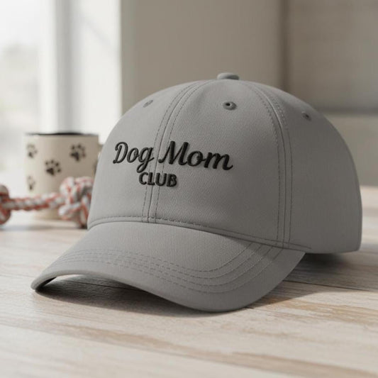 Dog Mom Club Pigment-Dyed Cap – Embroidered Cotton Hat (Birthday Gift) print inside, Fur Baby