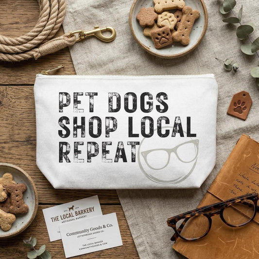Pet Dogs Shop Local Repeat Accessory Pouch | T-Bottom Zipper Bag