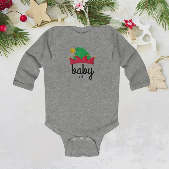 Elf Crew Family Christmas Infant Long Sleeve Bodysuit, Holiday Baby Outfit, Matching Family Shirts, Christmas Outfit for Baby, Elf Family