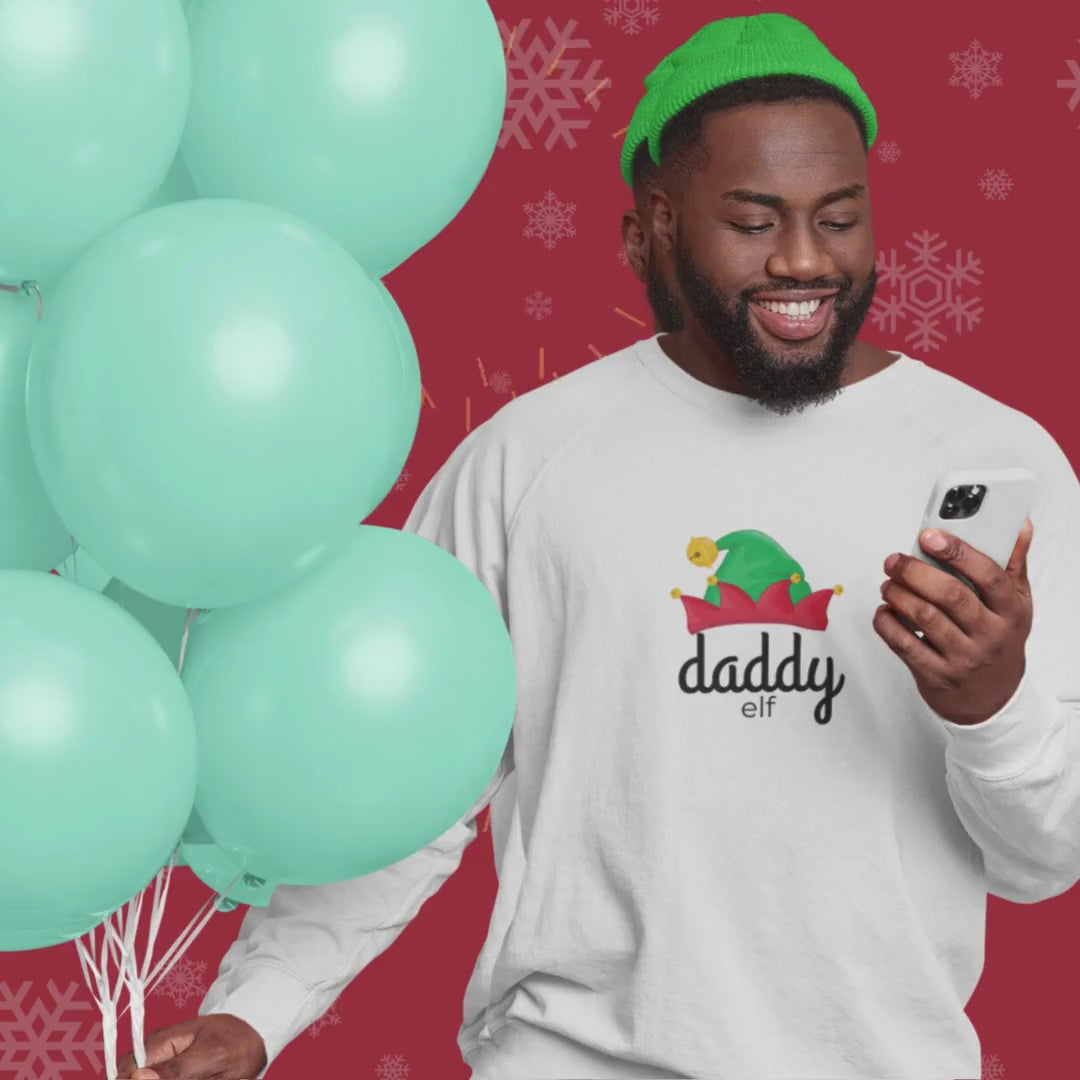 Daddy Elf Family Christmas Sweatshirt, Matching Xmas Shirts for Mom, Dad, Kids, Holiday Apparel, Festive Outfit