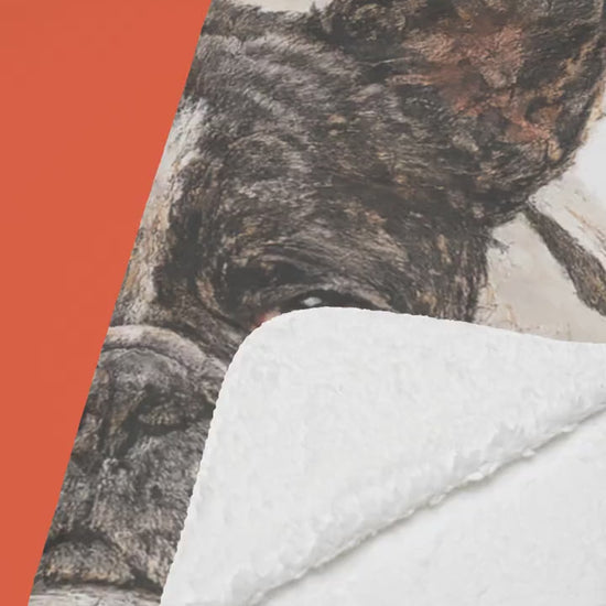 French Bulldog Sherpa Fleece Blanket | Watercolor Dog Print, Pet Memorial Gift