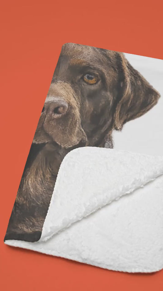 Labrador Sherpa Fleece Blanket | Watercolor Dog Art, Pet Memorial