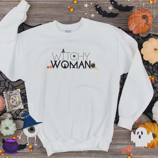 Witchy Woman, Halloween Crewneck Sweatshirt, Halloween apparel, Cozy Halloween sweatshirt, Trick or treat shirt, Retro Apparel,Modern