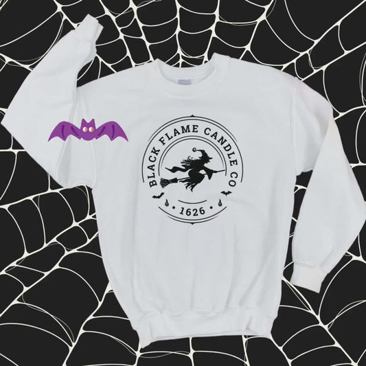 Black Flame Candle Halloween Crewneck Sweatshirt, Halloween apparel, Cute Halloween sweatshirt, Trick or treat shirt, Cozy Halloween Wear