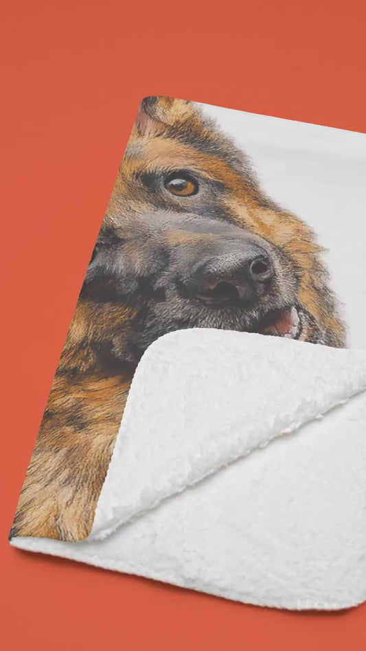 German Shepherd Fleece Blanket | Watercolor Dog Art Sherpa Throw, Dog Memorial Throw, Pet Birthday Gift
