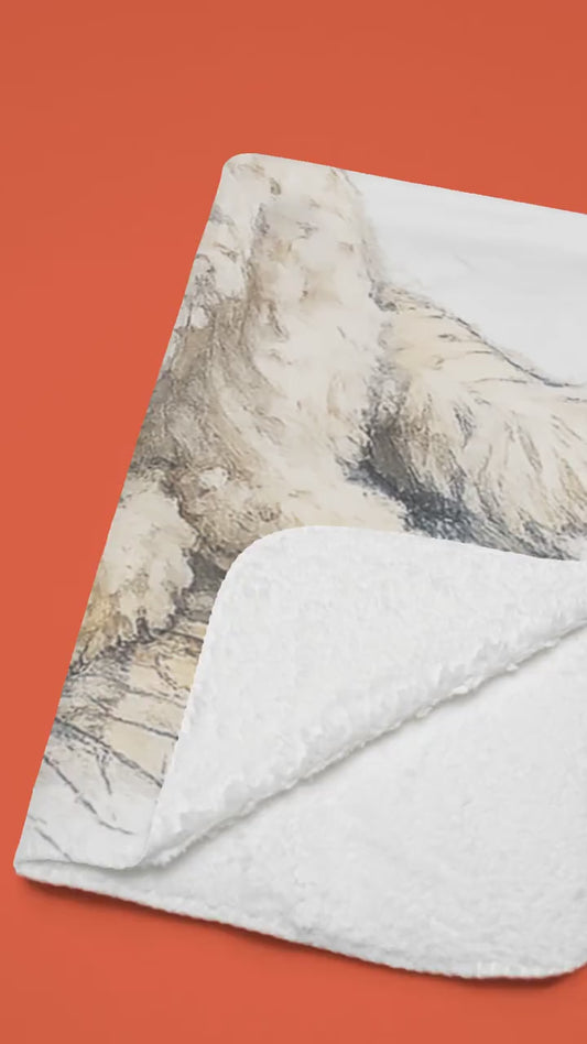 Poodle Fleece Blanket | Watercolor Dog Print Sherpa Throw, pet Memorial Blanket, Birthday Gift